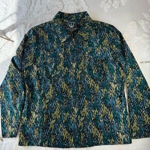 Chico's Zenergy Patterned Jacket with Zipper & pockets size 2 active wear EUC